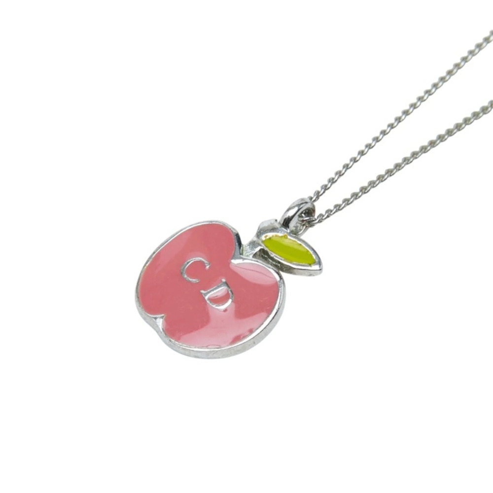 Christian Dior Dior Apple Motif Necklace, Silver and Pink Metal, Women's.